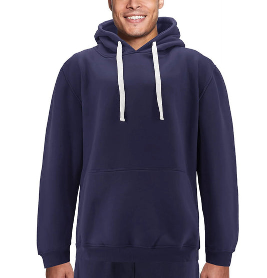 Men'S Drawstring Fleece Lined Athletic Sport Fitness Gym Sweater Pullover Hoodie (Navy 6XL)